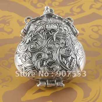 1 adet Tibet gümüş iki taraf iki delik çiçek madalyon charm G1708