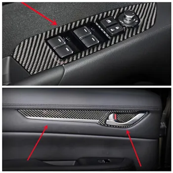 Araba Kapı Pencere Kontrol panelli kapı Kase kulp kılıfı Trim Şeritler Karbon Fiber Çıkartmalar Mazda CX-5 Araba İç Aksesuarları
