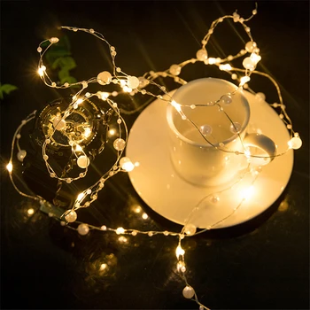 Beyaz inci boncuk peri ışık 10M 100LED akülü yıldızlı küre garland ışık DIY ev düğün doğum günü partileri dekor