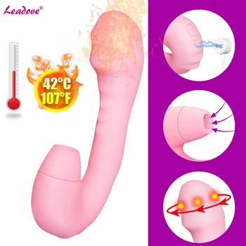 Dönen yapay penis vibratör ısıtma G-spot meme klitoris stimülasyon emme vibratör su geçirmez Oral seks oyuncak kadınlar için ZD0248
