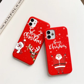 Merry Christmas Yeni yıl Telefon Kılıfı için Kırmızı Renk iPhone 13 12 11 mini pro X XR XS MAX 8 7 6 6S Artı SE 2020
