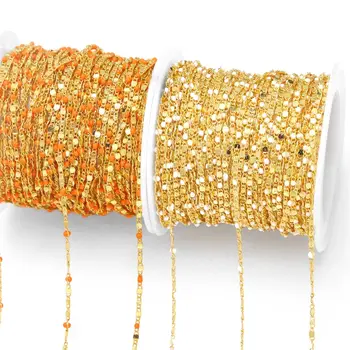OCESRIO 10M Boncuklu DIY Zincir Bilezikler Altın Kaplama Bakır Takı Malzemeleri Toptan Bulgular Malzemeleri cana063