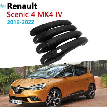 Renault Scenic için 4 IV MK4 2016 2017 2018 2019 2020 2021 2022 Parlak Siyah Kapı kulp kılıfı Araba Dış Aksesuarları Çıkartmalar