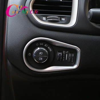 Renk Benim Ömürlü ABS Krom Kafa ışık anahtarı Düğmesi Topuzu Trim Jeep Renegade 2015 - 2020 için Far Kolları Paneli Aksesuarları