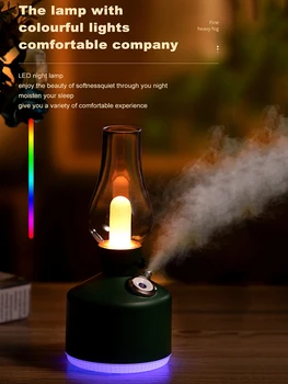 Retro gazyağı lambası hava nemlendirici karartma atmosfer kablosuz AROMA YAYICI USB zamanlama 7 renk gece ışıkları serin sis