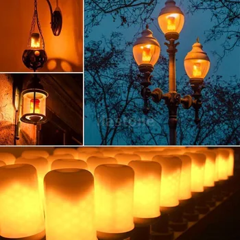 Titreşimsiz Alev Yangın Etkisi LED Simüle Ampul Sıcak Beyaz dekor lambası Ev Bahçe Noel Cadılar Bayramı Dekorasyon İçin